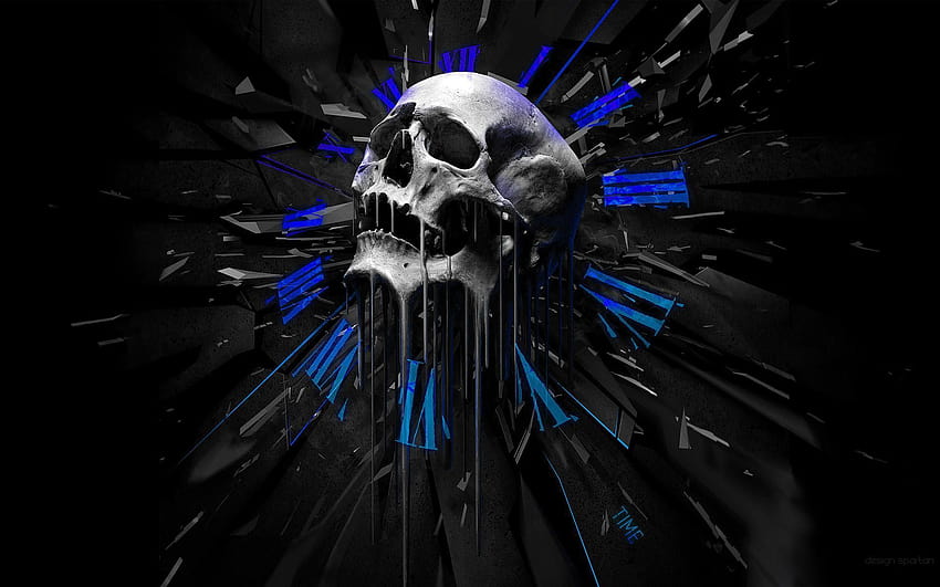 Skull Backgrounds Group, blue skull HD wallpaper