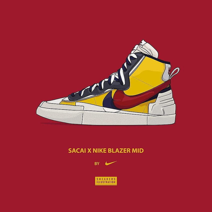 Instagram 上的 Илюстрация на маратонки：「 Sacai x Nike Blazer Mid от Nike. Ако проявявате интерес към него, моля, впишете ми! . HD тапет за телефон
