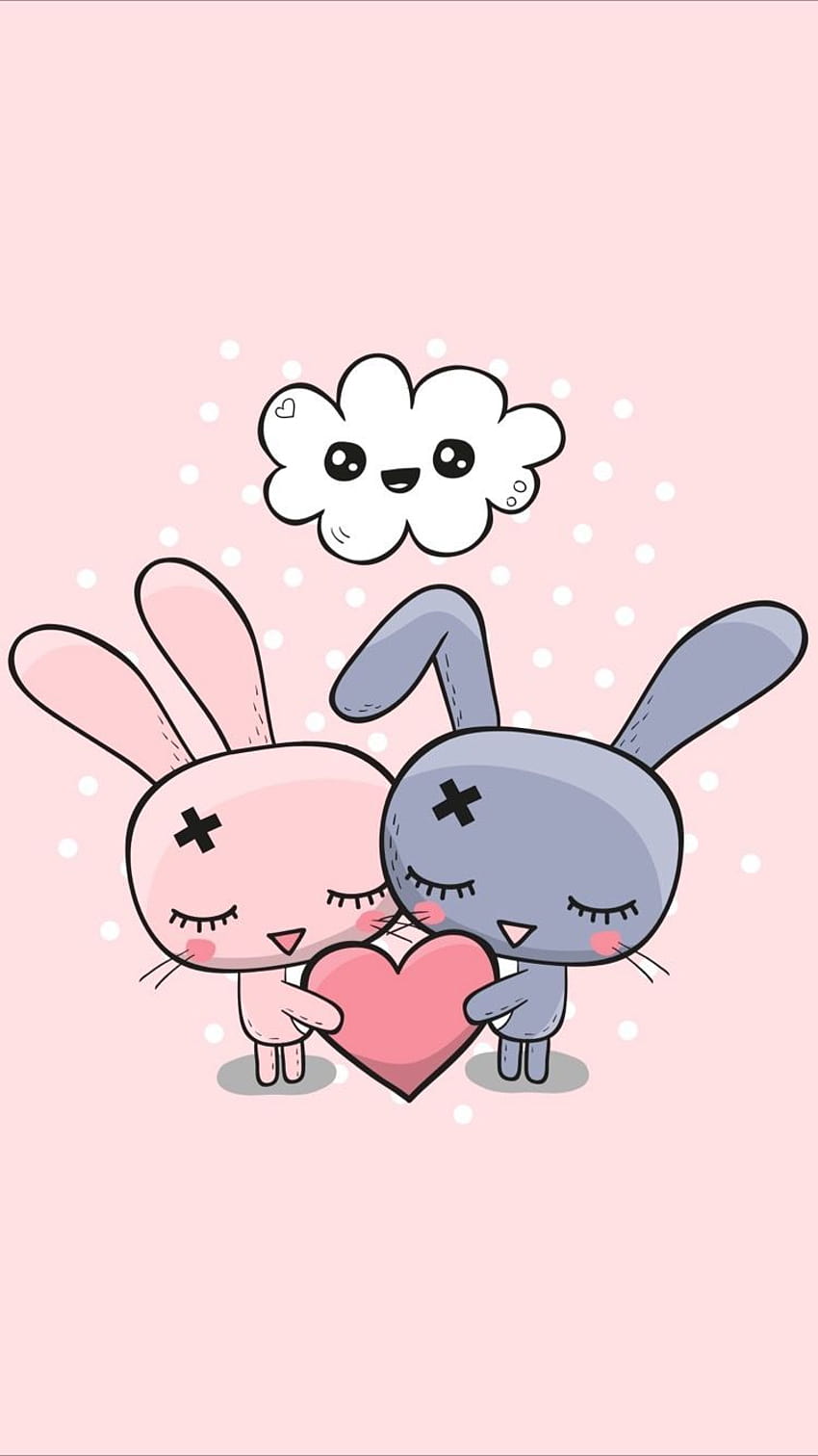 Tap to get app! ⬆️ Cute love bunnies for your iPhone 8 from Everpix app!, kawaii bunny iphone HD phone wallpaper