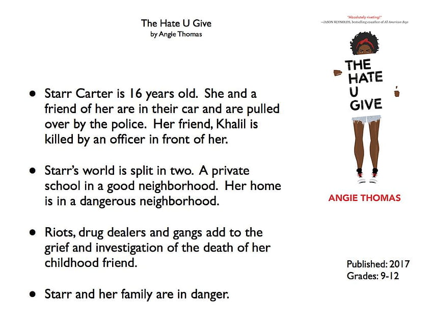 Young Adult Reading Machine: The Hate U Give by Angie Thomas HD wallpaper