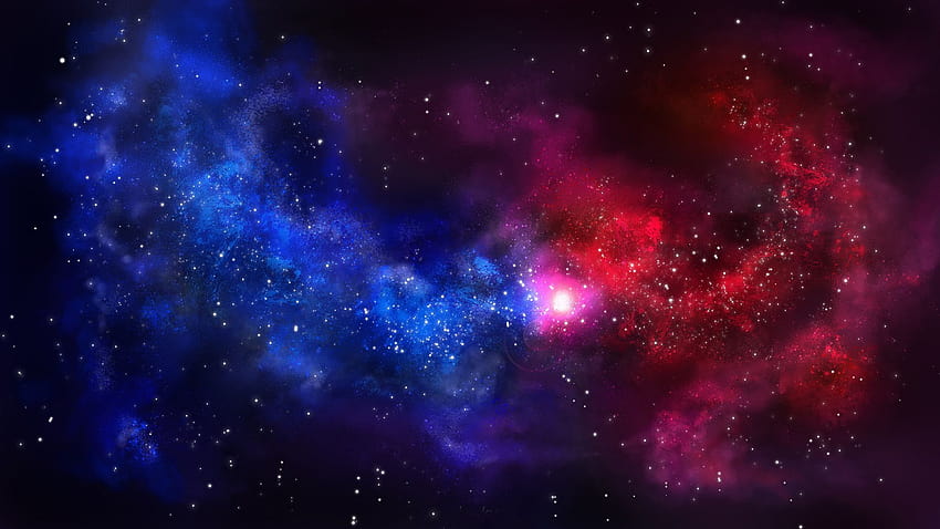 Red and Blue Galaxy, red galaxy HD wallpaper