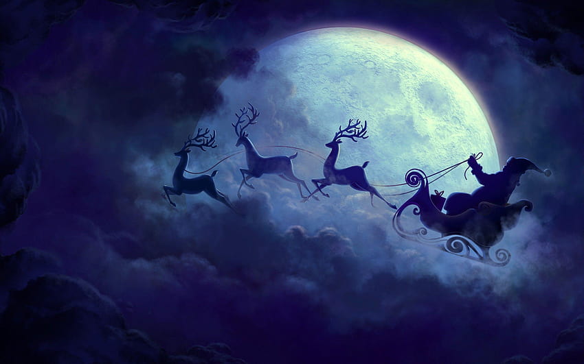 Christmas, Moon, Christmas Sleigh, Sleigh, Santa, Santa Claus ...