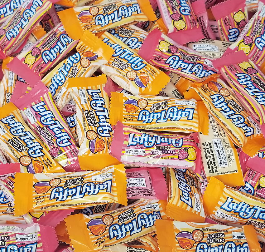 Laffy Taffy Orange Sorbet and Lemon Raspberry Flavored Fun Size Candy Bar, Tropical Taffy Mix, No Artificial Flavors, Bulk 2 Pounds Bag HD wallpaper