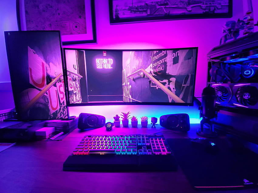 Gamer Room, gaming room setup HD wallpaper