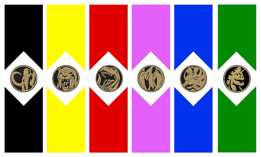 Mighty Morphin' Power Rangers minimalista, moedas de power rangers papel de parede HD