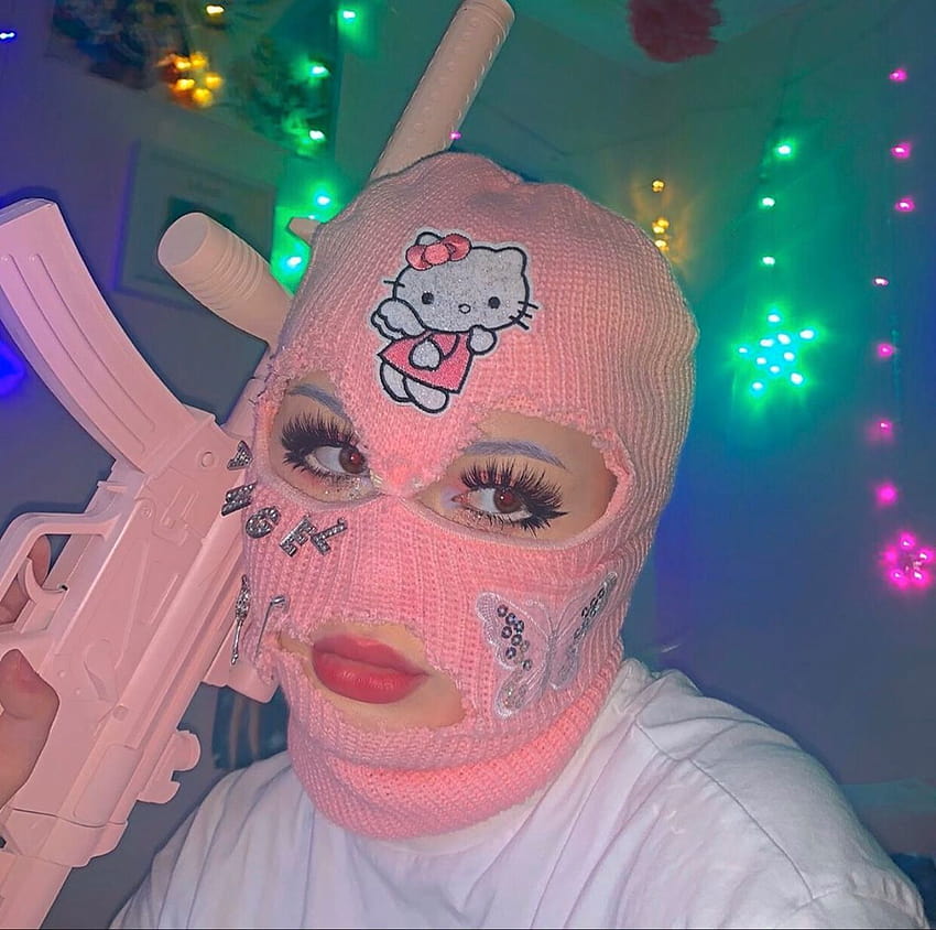 Aesthetic Masked Girls gepostet von Samantha Walker, Mädchen rosa Skimaske HD-Hintergrundbild