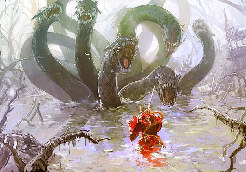 Hydra, fantasy art, armor, artwork, warriors, swamp :: Backgrounds, greek myth hydra HD wallpaper