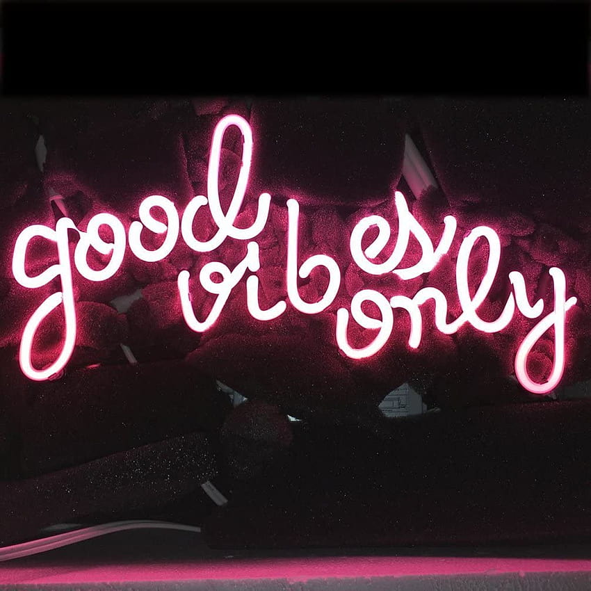 LiQi ' GOOD VIBES ONLY' Real Glass Handmade Neon Wall Signs for Home ...