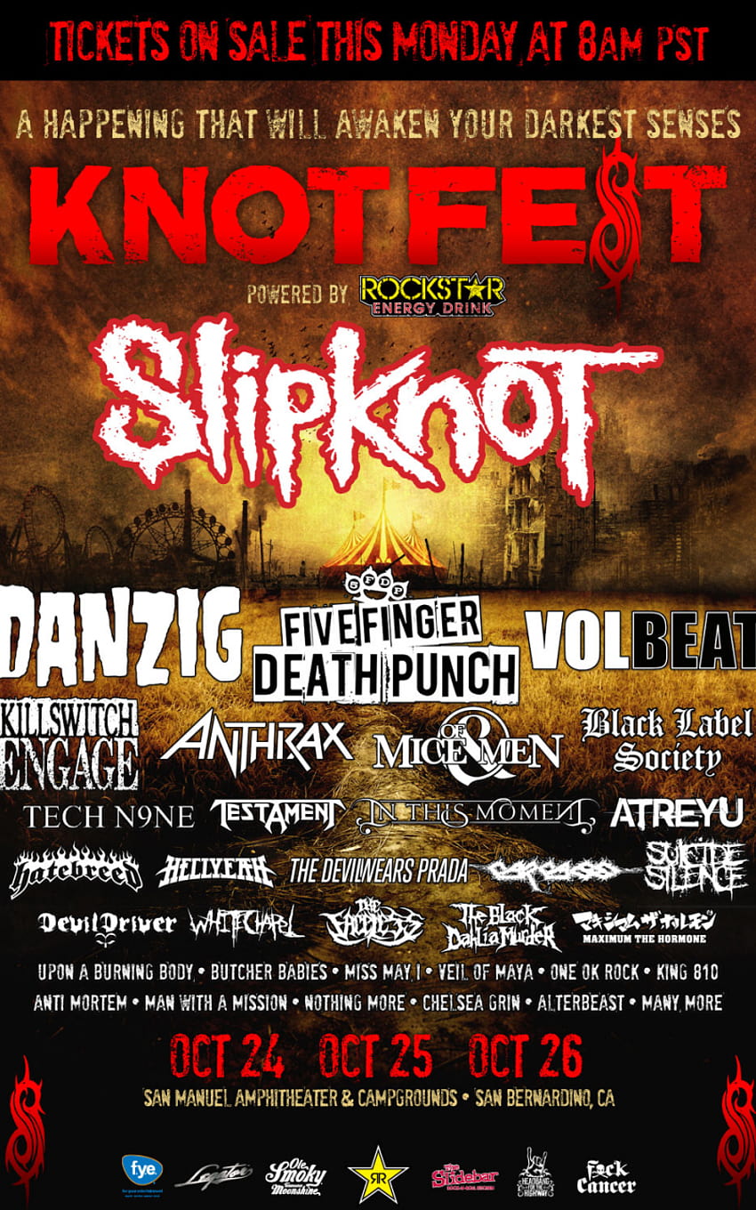 Slipknot が 2014 KnotFest をフィーチャーした Tech N9ne チケットの販売を発表 [1000x1500]、モバイル、タブレット向け HD電話の壁紙