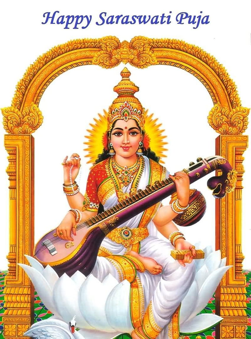 52 Very Beautiful Saraswati Puja Wish ...in.pinterest HD phone wallpaper