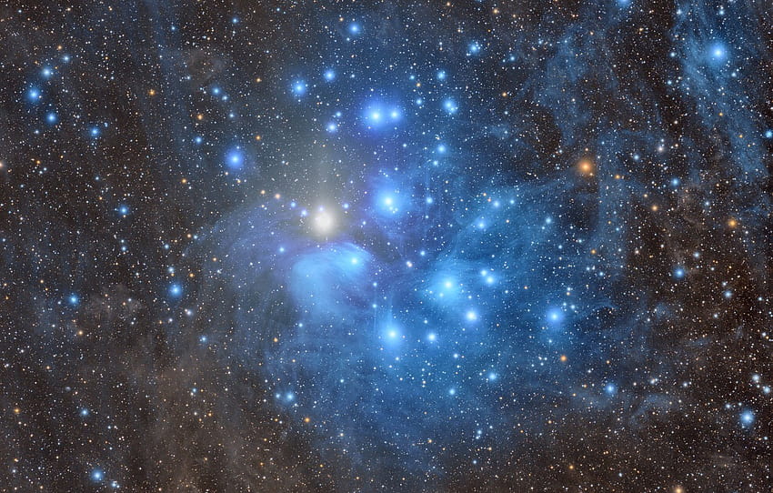 bintang, The Pleiades, M45, gugus bintang tersebar , bagian космос Wallpaper HD