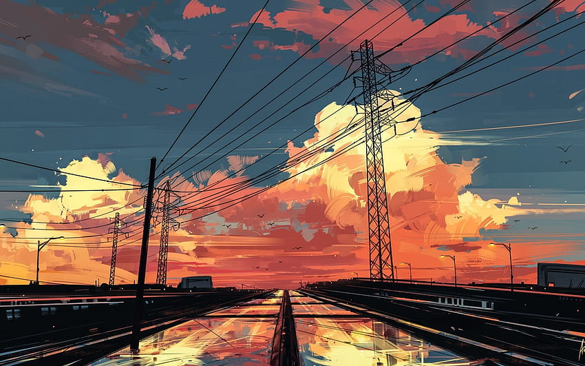2560x1600 Anime Landscape, Sunset, Sky, Painting, Scenic for MacBook Pro 13  inch, sky anime aesthetic HD wallpaper | Pxfuel