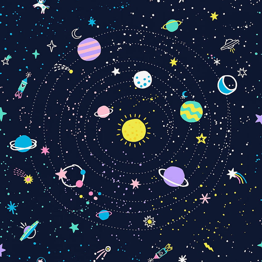 Estetik Dış Uzay Karikatür Sanatı, estetik sanatçısı HD telefon duvar kağıdı