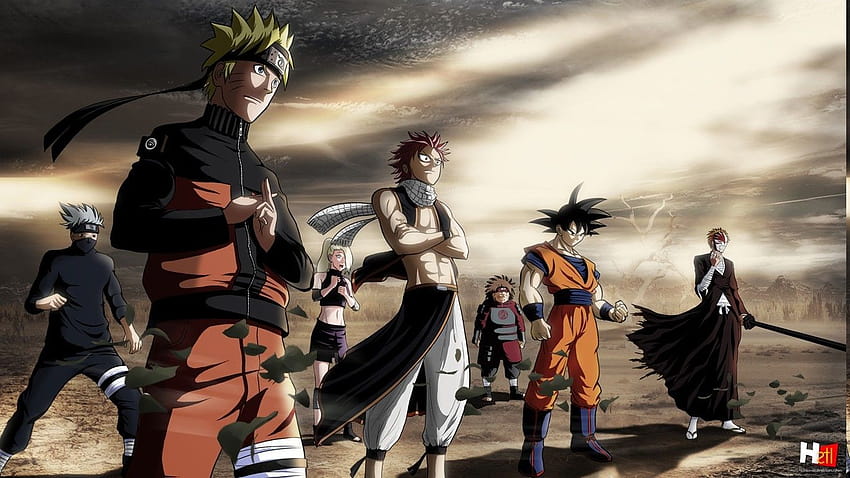 anime, Héroes, Bleach, Kurosaki Ichigo, Uzumaki Naruto, Crossover, anime hero cool pic fondo de pantalla