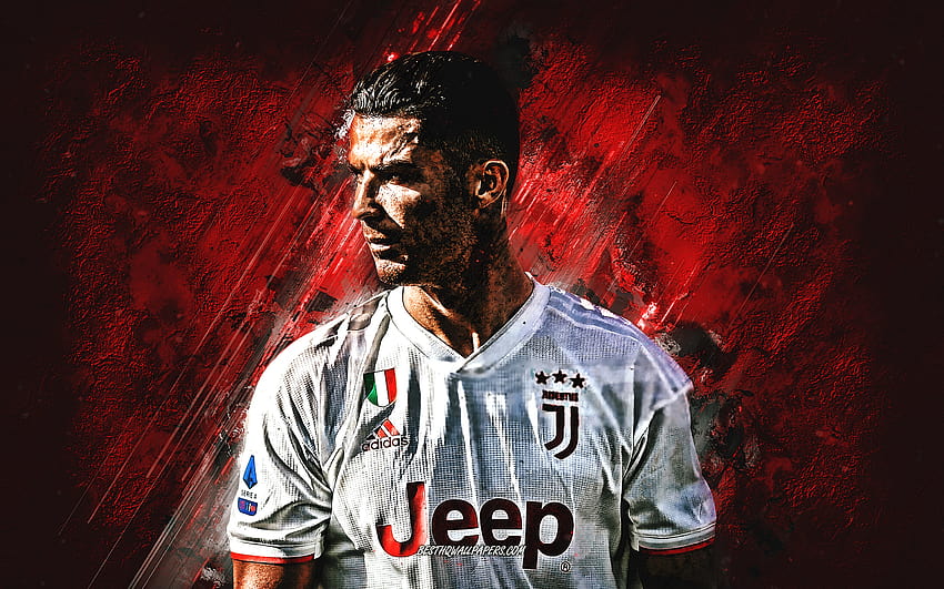 Cristiano Ronaldo, Juventus red logo, Portuguese soccer player, forward, CR7, portrait, Juventus FC, Serie A, Italy, football with resolution 2880x1800. High Quality HD wallpaper