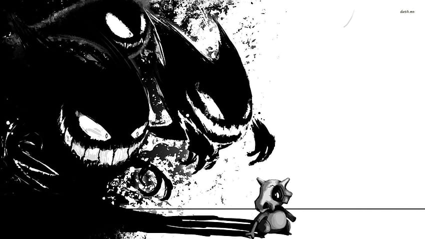 Dark Gengar и Cubone в фонове на играта Pokemon, зъл покемон HD тапет