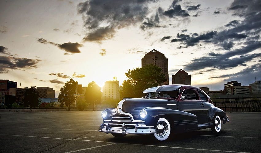 La Sunset Classic Car, gün batımı retro araba HD duvar kağıdı