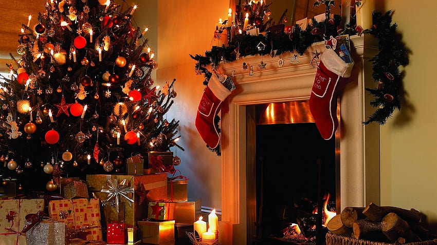 4 Christmas Fireplace Animated, christmas fireplace scenes HD wallpaper