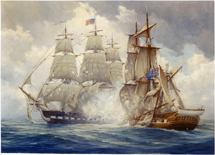 Frigate USS Constitution defeats H.M. Frigate Java, 29 December 1812, uss constitution vs hms guerriere HD wallpaper