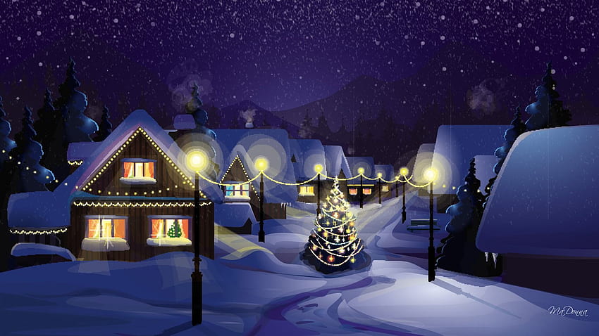 6 Christmas Village Backgrounds, old christmas town HD wallpaper