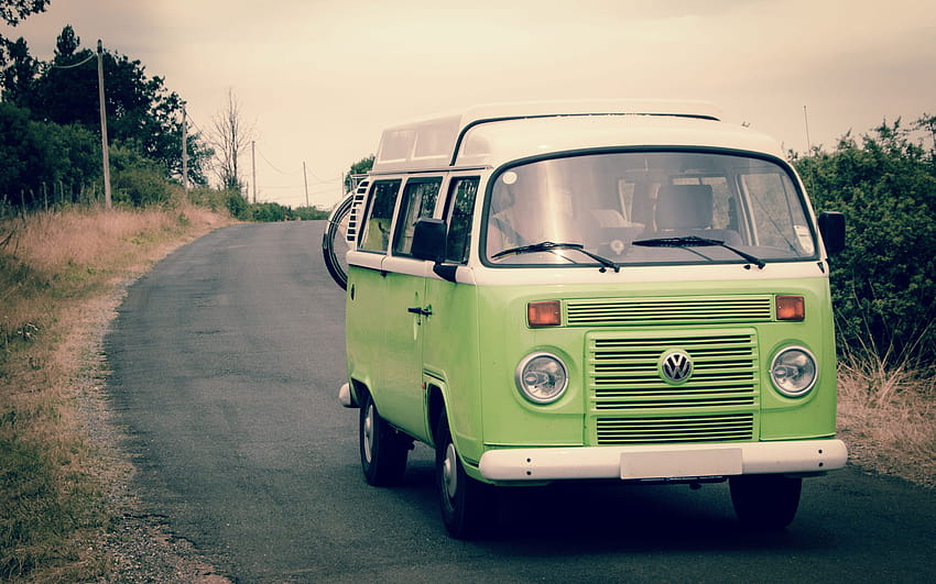 Green Volkswagen bus graphy during daytime, van, vw, travel • For You For & Mobile, hippie van HD wallpaper