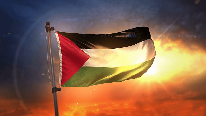 Animação da bandeira do país da Palestina Motion Backgrounds, fundo da bandeira da Palestina papel de parede HD