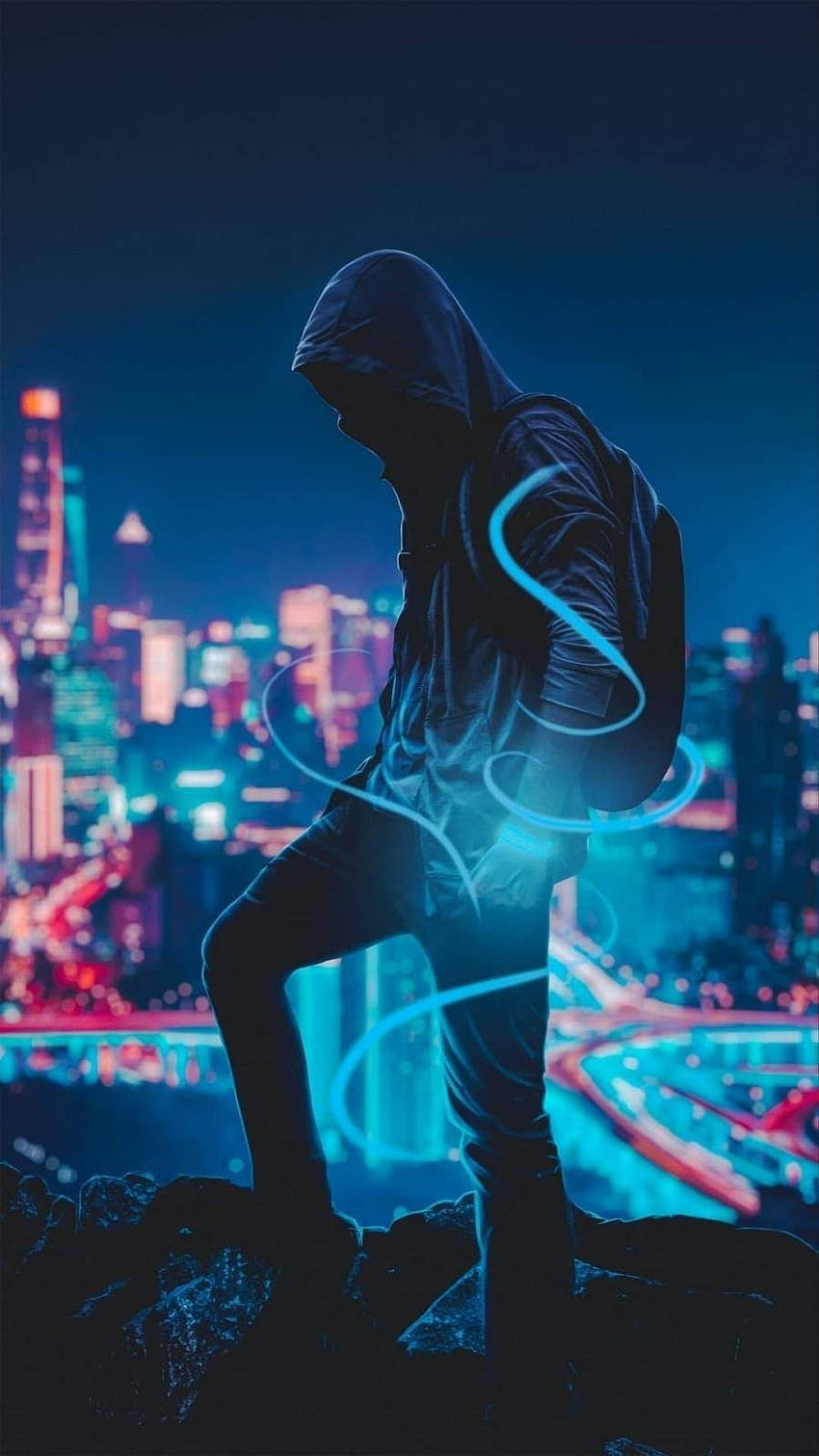 Alone Guy iPhone nel 2020, neon hacker Sfondo del telefono HD
