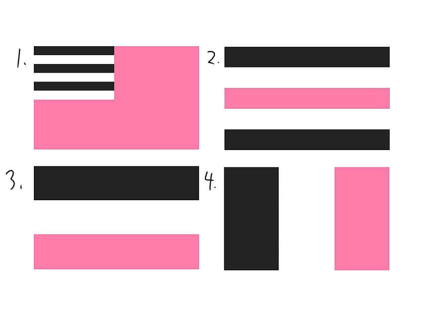 Ето някои идеи за знамена, които имах за тези, които са двулюбиви/хетерогъвкави. Черното и бялото са хет цветове, а розовото представлява новата част от себе си, която те са любопитни да изследват. Леме HD тапет