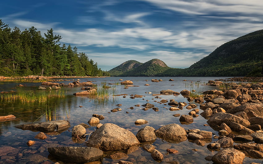 Parc national d'Acadia, lac, belle nature, montagnes, États-Unis, Amérique avec une résolution de 3840x2400. Haute qualité, parc national Fond d'écran HD