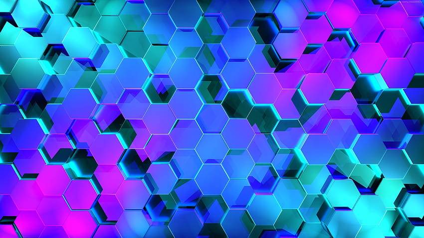 Géométrie, Hexagone, Couleurs, 3D, Abstrait http://www.pxwall/, couleurs géométriques vibrantes Fond d'écran HD