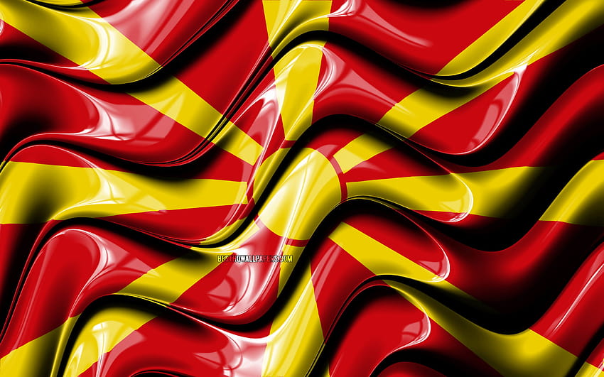 Macedonian flag, Europe, national symbols, Flag of North Macedonia, 3D art, North Macedonia, European countries, North Macedonia 3D flag with resolution 3840x2400. High Quality HD wallpaper