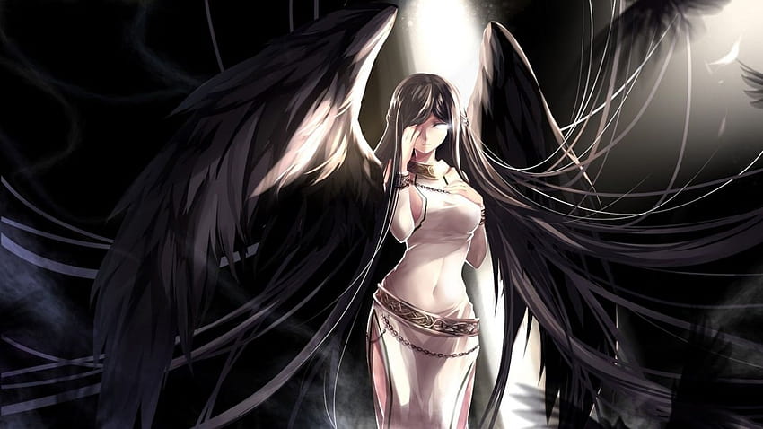 Skade sayap bulu gadis seni Morrigan hitam Mabinogi sayap malaikat anime, anime gadis sayap hitam Wallpaper HD