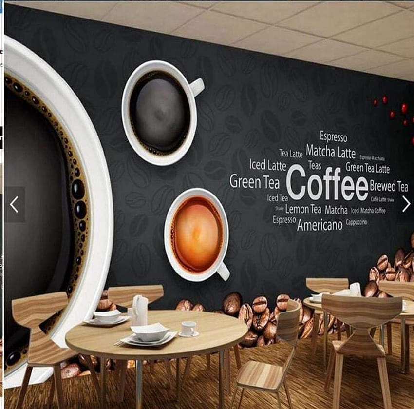 ヨーロッパのレジャーコーヒーショップをテーマにしたレストランバーの背景の壁の壁画 3D 産業の装飾カフェ 高画質の壁紙