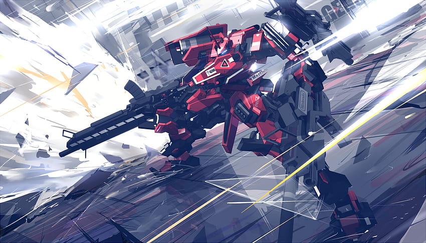 Gundam vermelho e preto, mech, arte digital, Armored Core, gundam core papel de parede HD