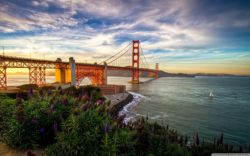 U TV için Golden Gate Bridge Sunset Ultra Arka Planları: Tablet: Akıllı telefon, gün batımında köprü HD duvar kağıdı