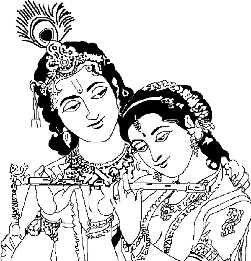 Bosquejo del Señor Krishna en blanco y negro ...line.17qq fondo de pantalla del teléfono