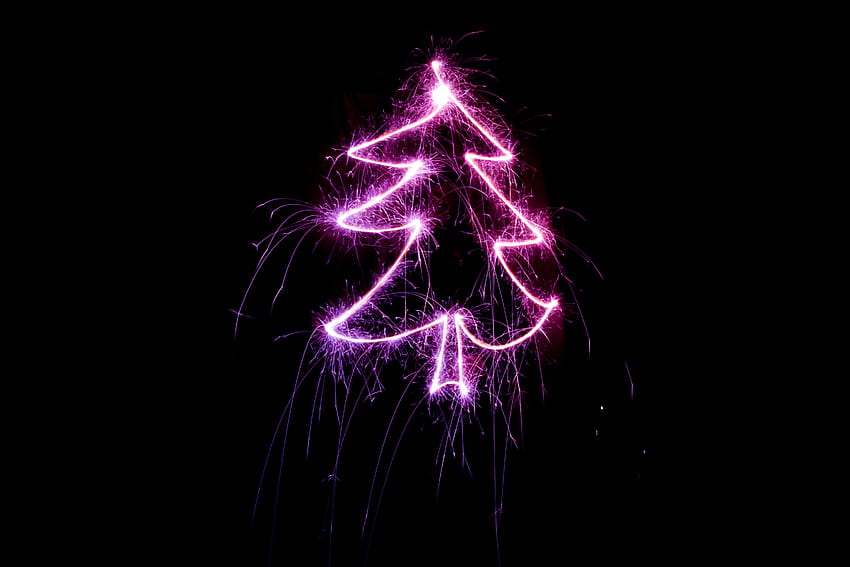 Neon Christmas, bright christmas trees HD wallpaper