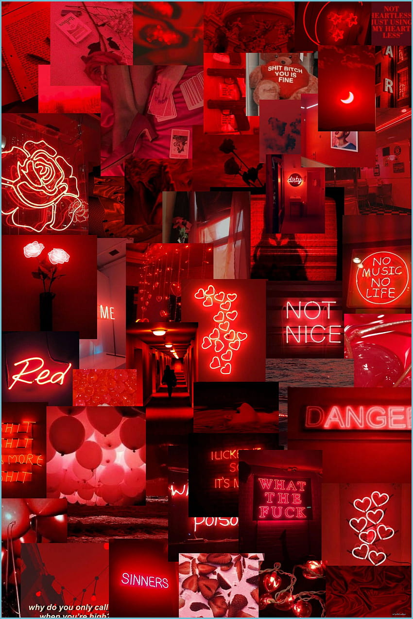 Red Aesthetic, естетични червени лога HD тапет за телефон