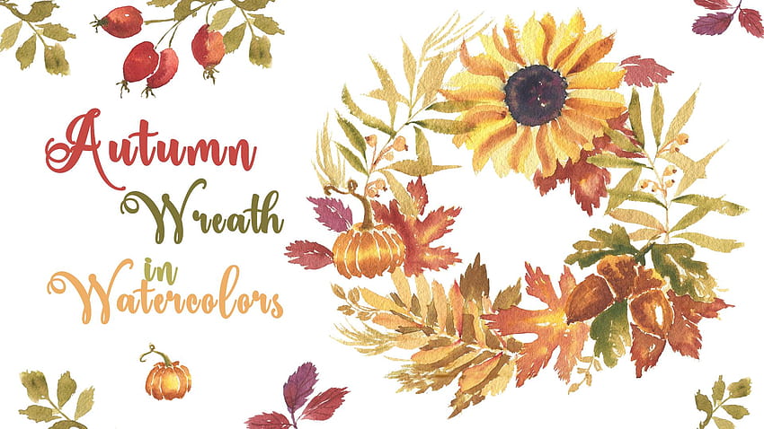 Paint an Autumn Wreath in Watercolors in loose style HD wallpaper