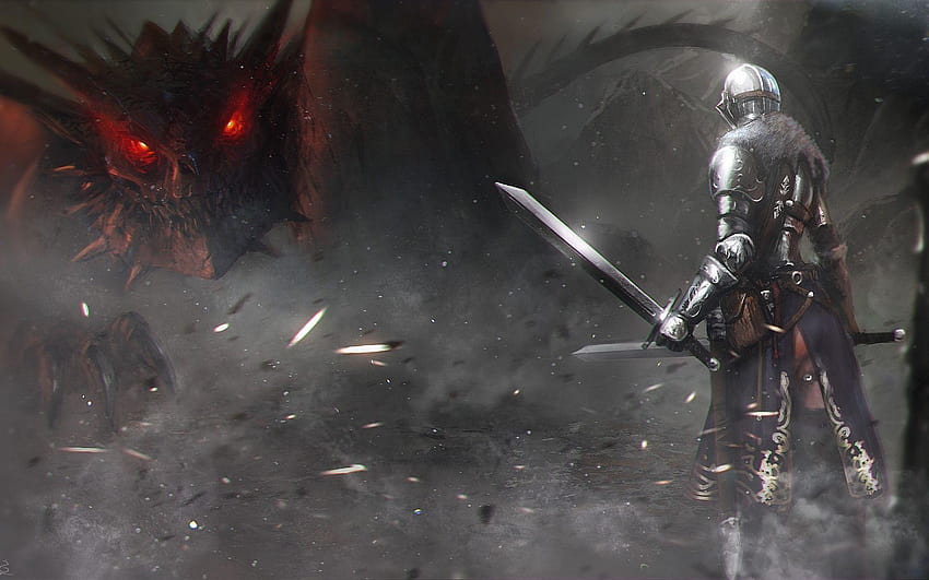 Knight vs dragon, dragon knight HD wallpaper