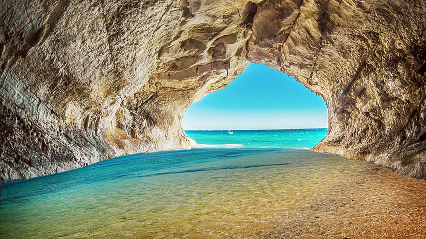 5120x2880 beach, sea, rock, arch, water, blue water, cave, background, 19067, sea cave HD wallpaper