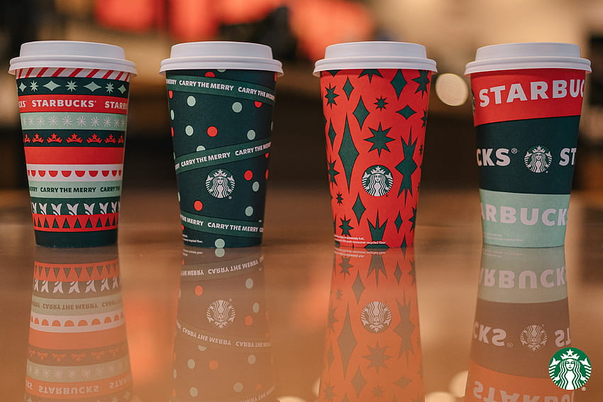 Em casa? Você ainda pode trabalhar na Starbucks com planos de fundo virtuais, estética natalina starbucks papel de parede HD