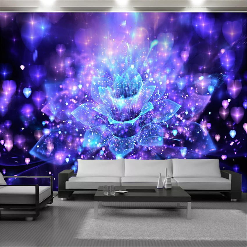 Venta al por mayor y al por menor Floral 3d Moderno Revestimiento de paredes Dreamy Colorful Purple Flower Interior Decoración para el hogar Sala de estar KTV Pintura Mural Desde Yunlin888, $ 10.7 fondo de pantalla del teléfono