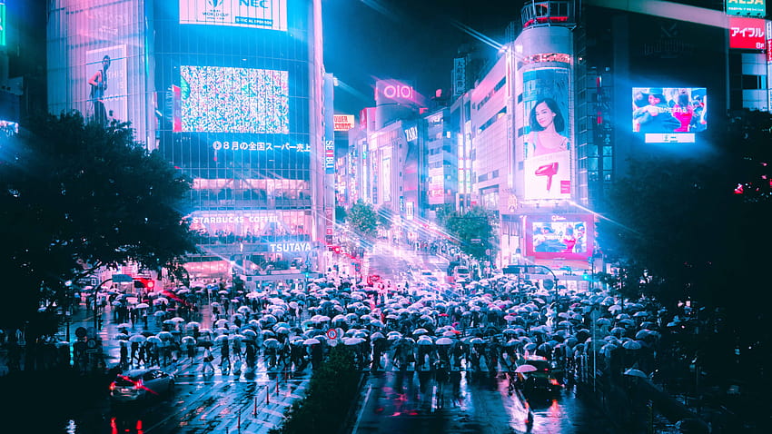 Neon , Yağmur, Japonya, Gece, Şehir, Tokyo, Cyberpunk • Sizin İçin, anime cyberpunk street HD duvar kağıdı