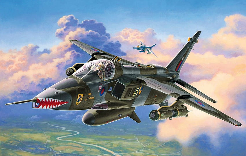 war, art, airplane, painting, aviation, jet, Sepecat JAGUAR GR.1A , section авиация HD wallpaper