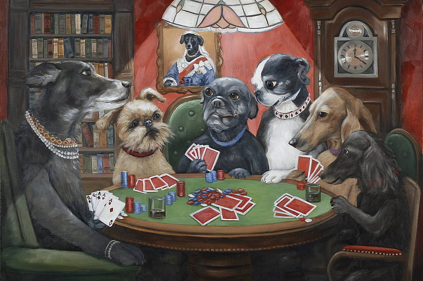 ポーカーをする 7 匹の犬 高画質の壁紙