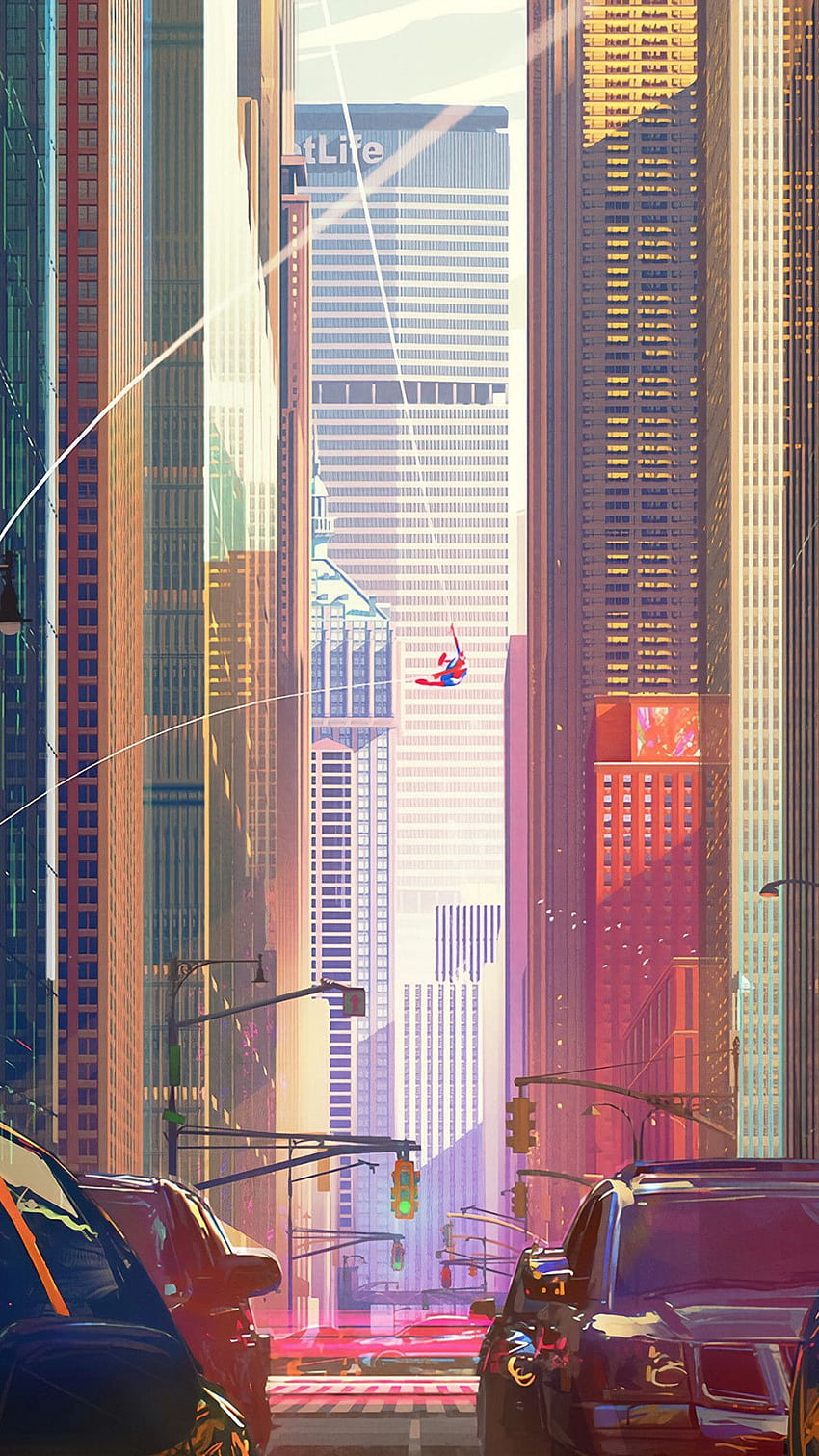 Spiderman City Buildings Mobiles, mobiles Stadtpixel HD-Handy-Hintergrundbild