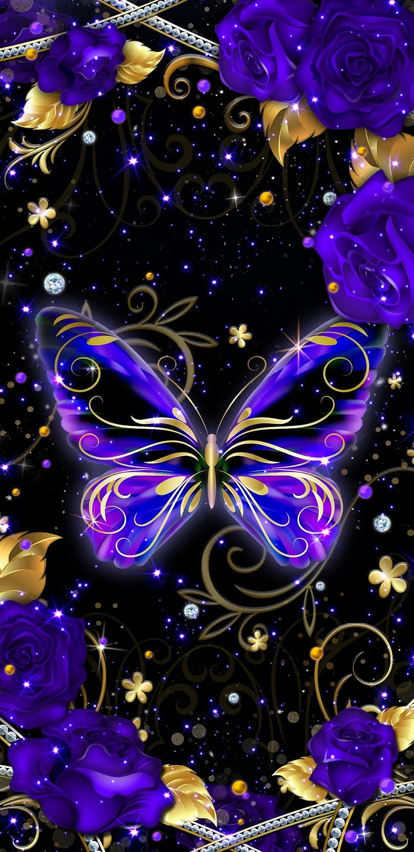 Purple Glitter Butterfly HD phone wallpaper