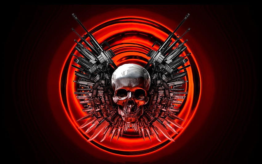 Czaszka Punishera z bronią, fajna czaszka i broń Tapeta HD