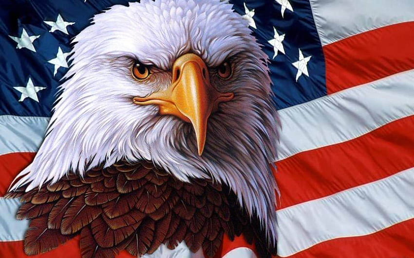 Как американският плешив орел стана емблема на нацията – тениска с флаг, орел и флаг HD тапет